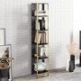 Narrow Bookshelf in Black Marble Effect with Gold Details
