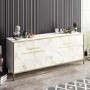 White Marble Effect Sideboard with Gold Details