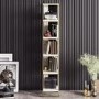 Narrow Bookshelf in White Marble Effect with Gold Details
