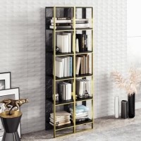 Bookshelf in Black Marble Effect with Gold Details Bookshelf in Black Marble Effect with Gold Details