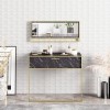 Black Marble Effect Console Table with Gold Details and Matching Mirror