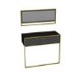 Black Marble Effect Console Table with Gold Details and Matching Mirror