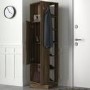 Walnut Tall Hallway Unit with Coat Hooks & Storage