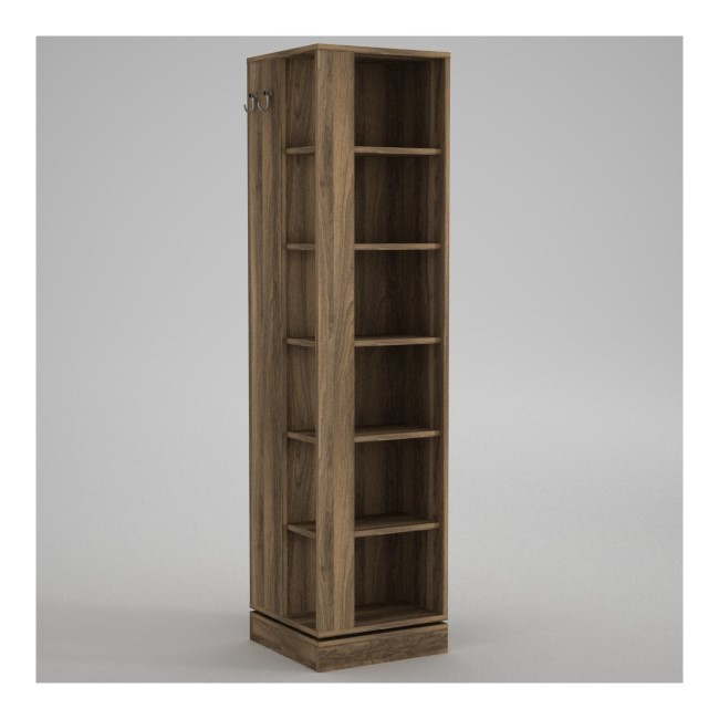 Walnut Tall Hallway Unit with Coat Hooks & Storage