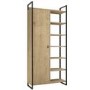 Pale Wooden Tall Hallway Unit with Shelving & Black Metal Frame