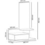 Wall Hanging Shelf with Mirror & Drawer in Light Wood & Anthracite Grey