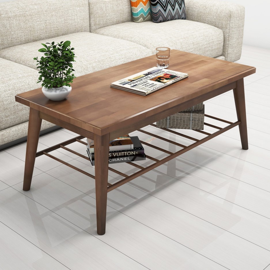 Wooden Coffee Table with Spindle Shelf Furniture123
