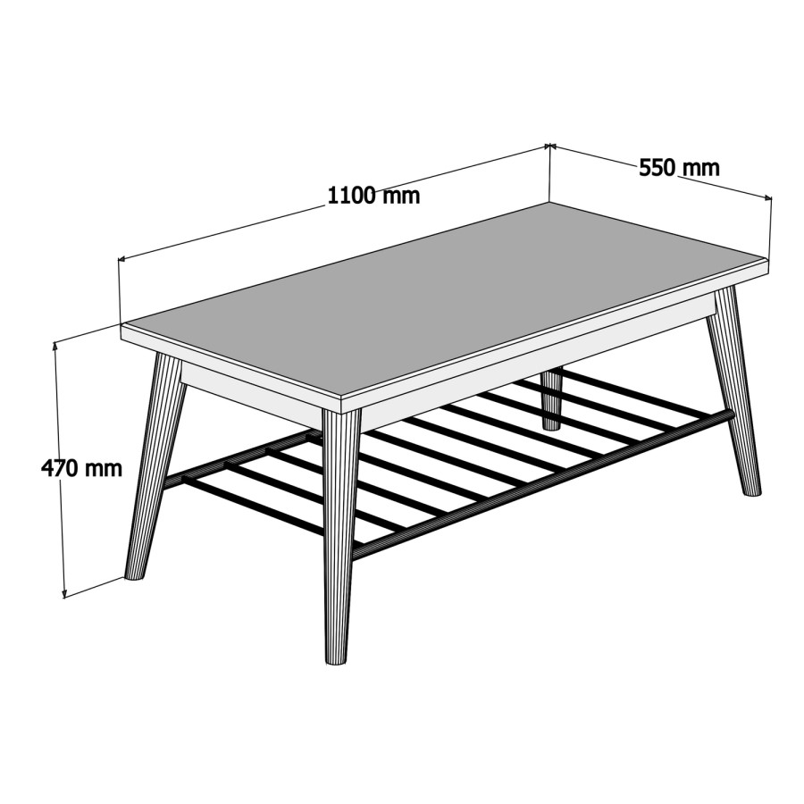 Wooden Coffee Table with Spindle Shelf