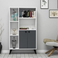 White and Grey Large Bookshelf with Storage