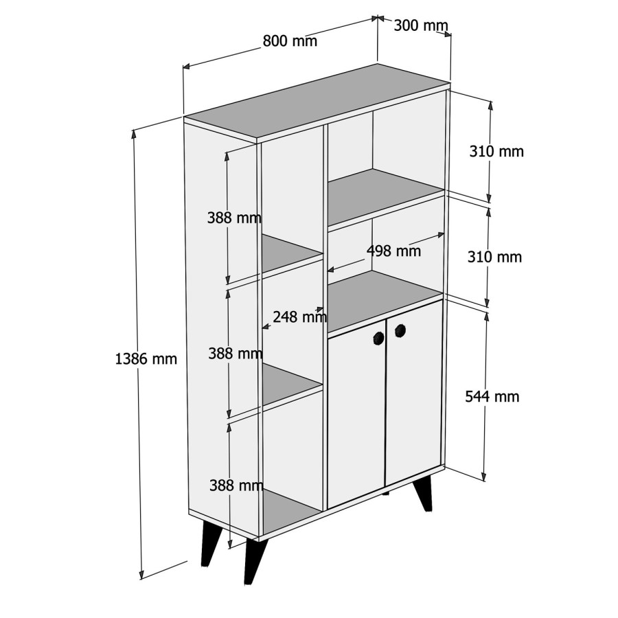 White and Grey Large Bookshelf with Storage