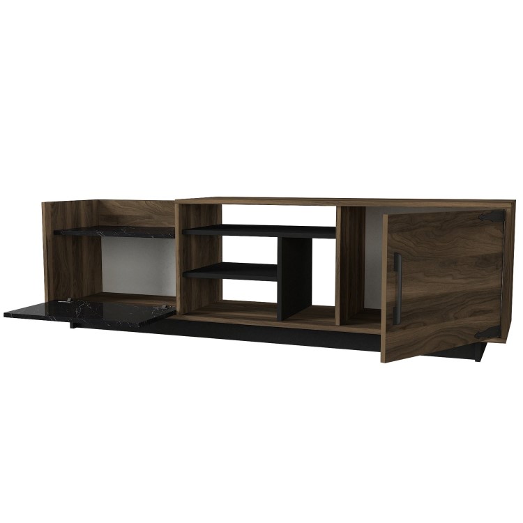 Walnut and Black Marble Effect TV Unit - TV's up to - 77"