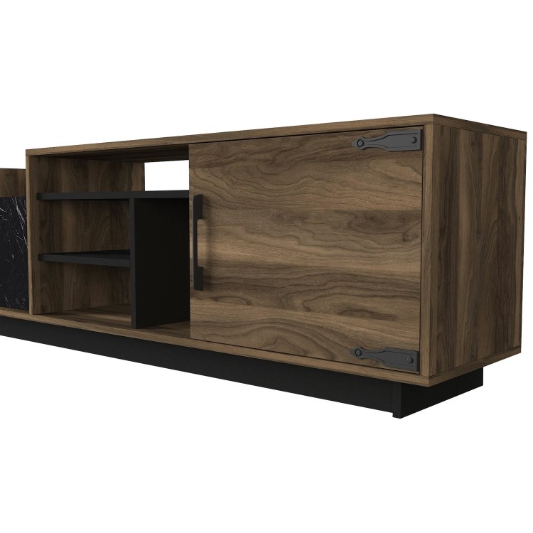 Walnut and Black Marble Effect TV Unit - TV's up to - 77"