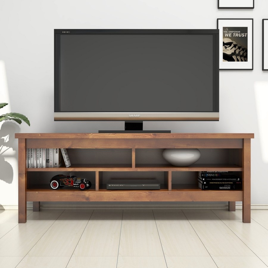 Walnut TV Unit with 5 Open Shelves