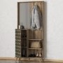 Wooden Tall Hallway Unit with Coat Hooks and Mirror