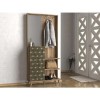 Wooden Tall Hallway Unit with Coat Hooks and Mirror