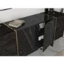 Black Marble Effect Sideboard with Gold Detailing
