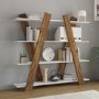 White and Oak Bookshelf with 4 Shelves