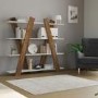 White and Oak Bookshelf with 4 Shelves