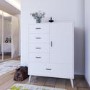 Large White Hall Cupboard with Drawers and Coat Rail