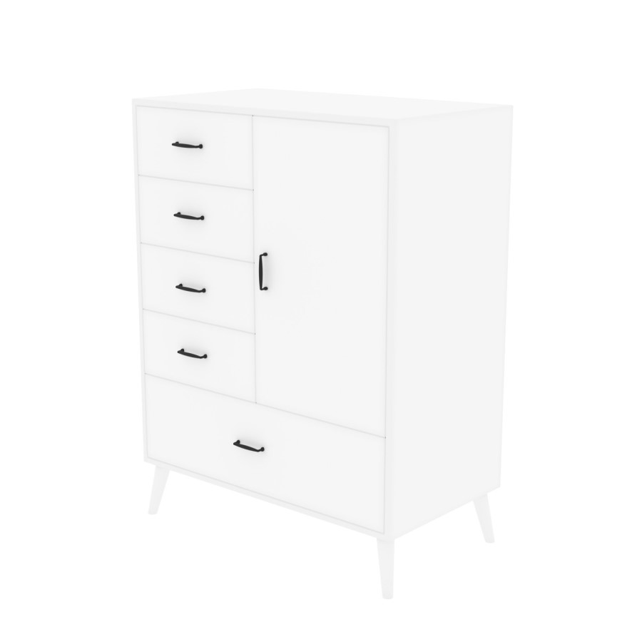 Large White Hall Cupboard with Drawers and Coat Rail