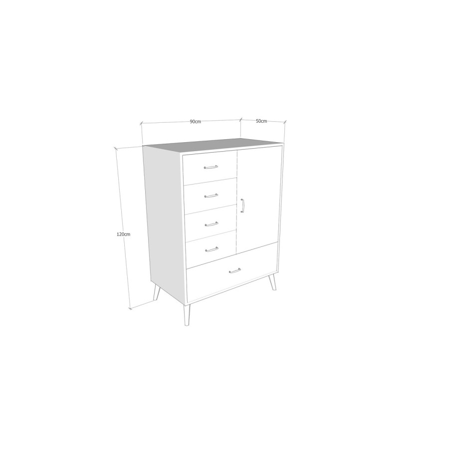 Large White Hall Cupboard with Drawers and Coat Rail