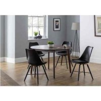 Julian Bowen Set of Farringdon Table & 4 Kari Black Chairs