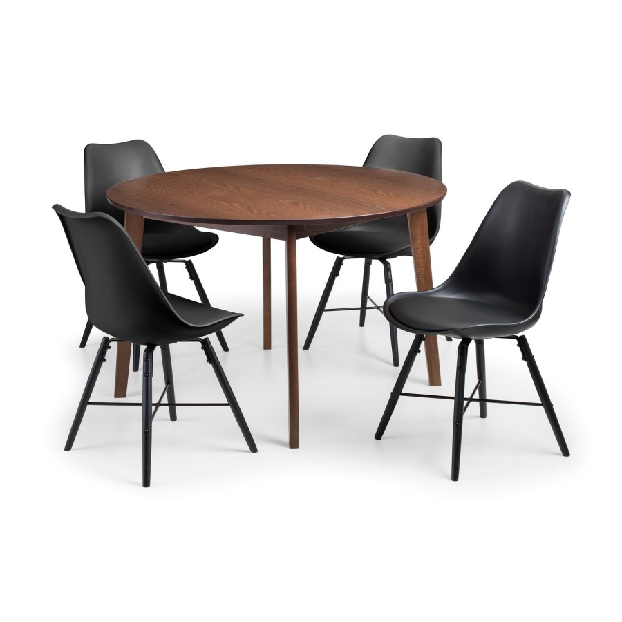 Julian Bowen Set of Farringdon Table & 4 Kari Black Chairs