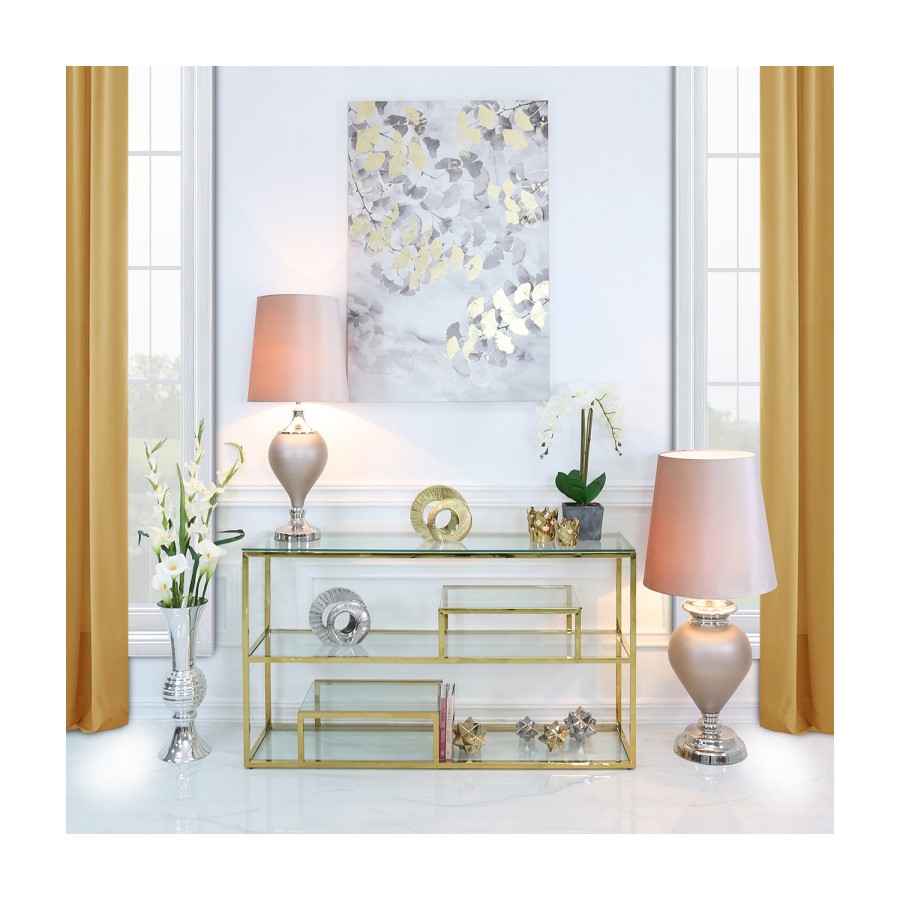 Gold Metal and Glass Console Table- Aurora Boutique Amelia