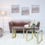 Rectangular Gold Glass Top Nest of 3 Tables - Amelia