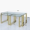 Rectangular Gold Glass Top Nest of 3 Tables - Amelia