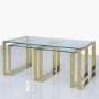 Rectangular Gold Glass Top Nest of 3 Tables - Amelia