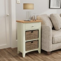 Bourton 1 Drawer 2 Basket Storage Unit in Cream and Light Oak Bourton 1 Drawer 2 Basket Storage Unit in Cream and Light Oak