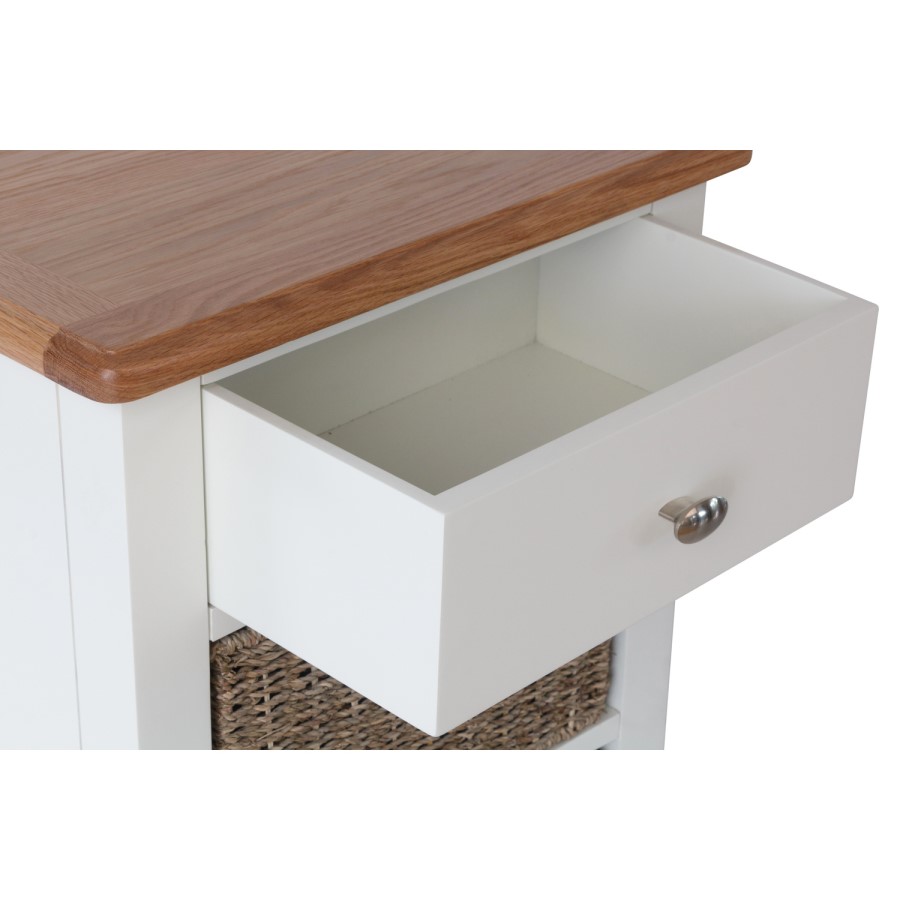 Bourton 1 Drawer 2 Basket Storage Unit in Cream and Light Oak