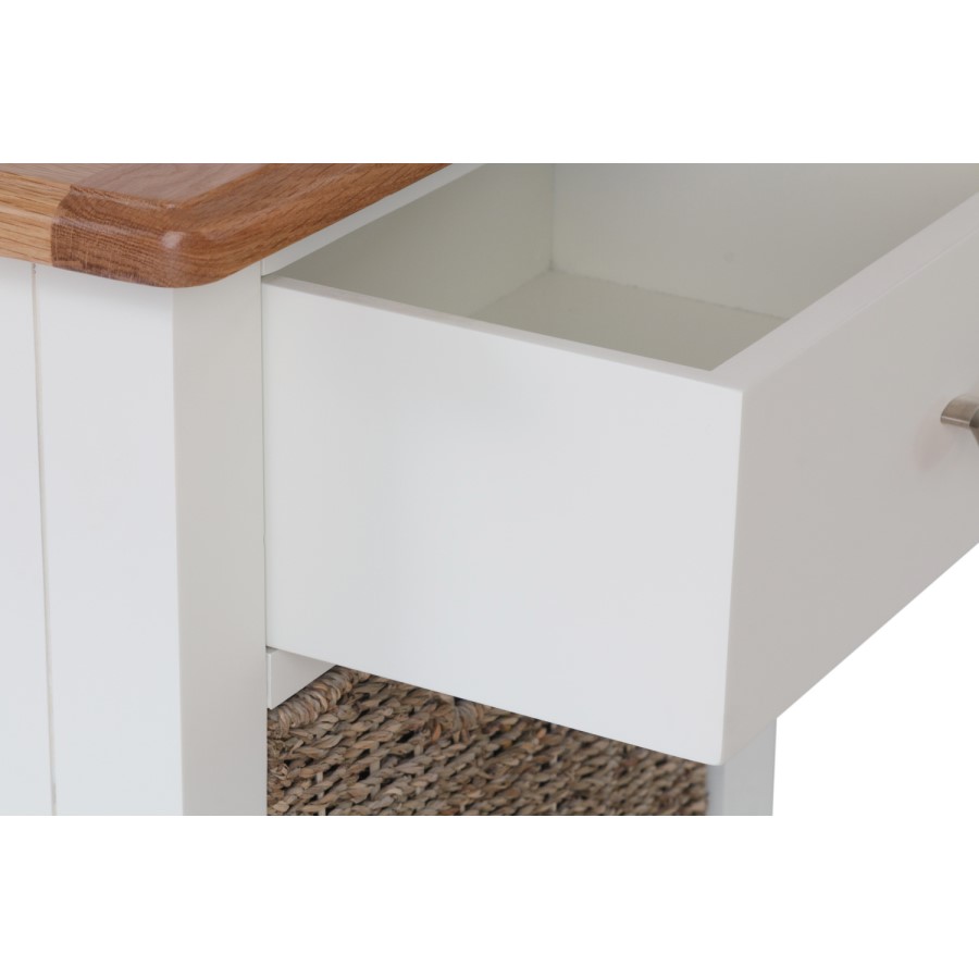 Bourton 1 Drawer 2 Basket Storage Unit in Cream and Light Oak