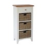 Bourton 1 Drawer 3 Basket Storage Unit in White and Light Oak