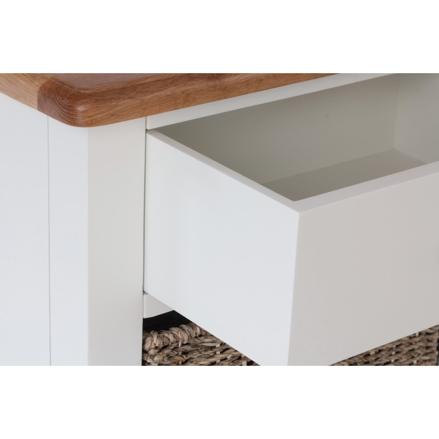 Bourton 1 Drawer 3 Basket Storage Unit in White and Light Oak