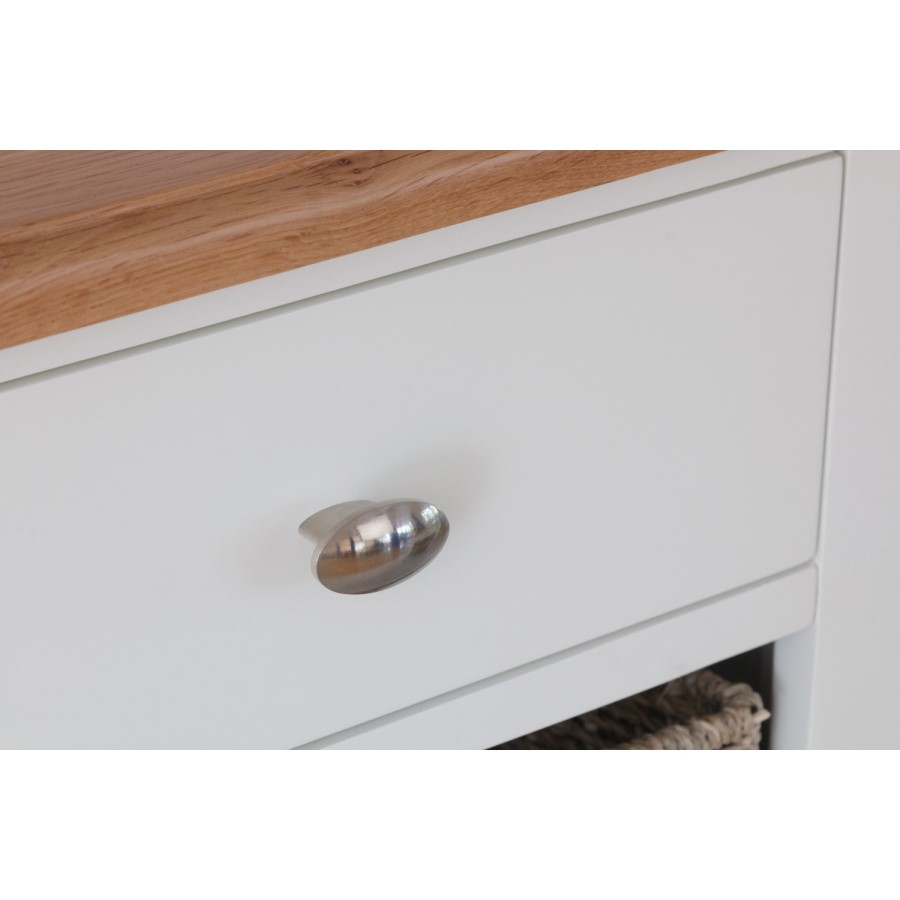 Bourton 1 Drawer 3 Basket Storage Unit in White and Light Oak