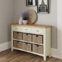 Bourton 3 Drawer 6 Basket Storage Unit in Cream and Light Oak