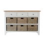 Bourton 3 Drawer 6 Basket Storage Unit in Cream and Light Oak