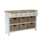 Bourton 3 Drawer 6 Basket Storage Unit in Cream and Light Oak