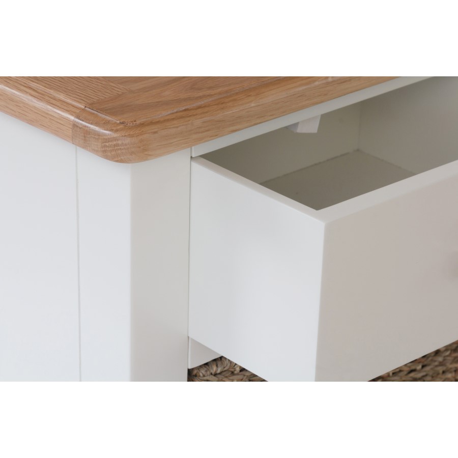 Bourton 3 Drawer 6 Basket Storage Unit in Cream and Light Oak