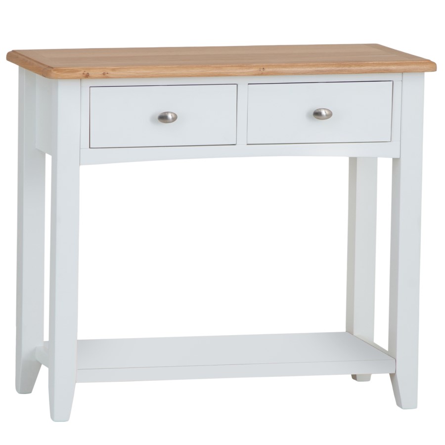 Bourton 2 Drawer Console Table in White and Light Oak
