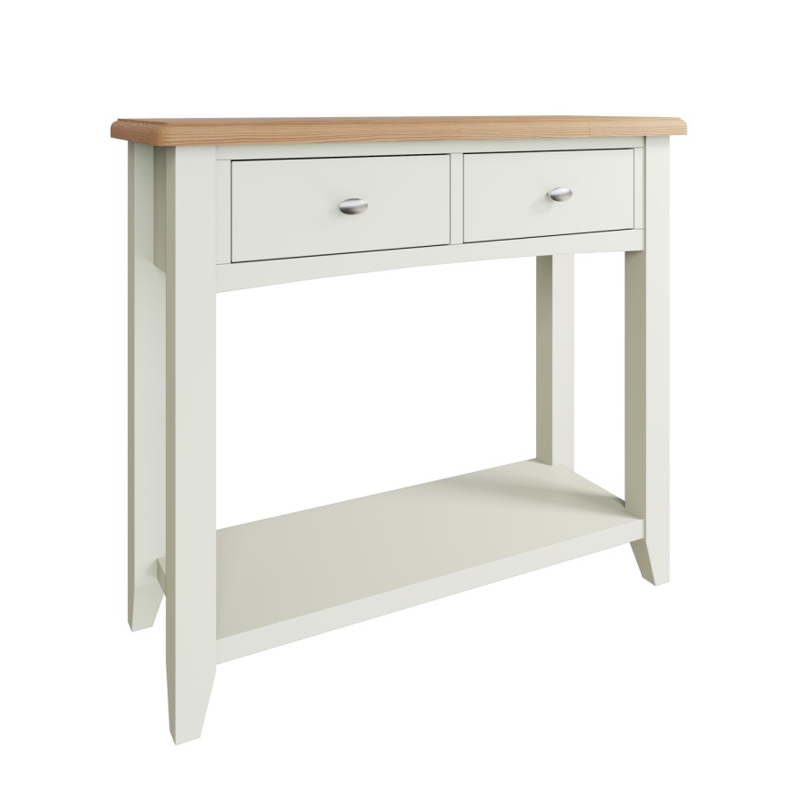 Bourton 2 Drawer Console Table in White and Light Oak
