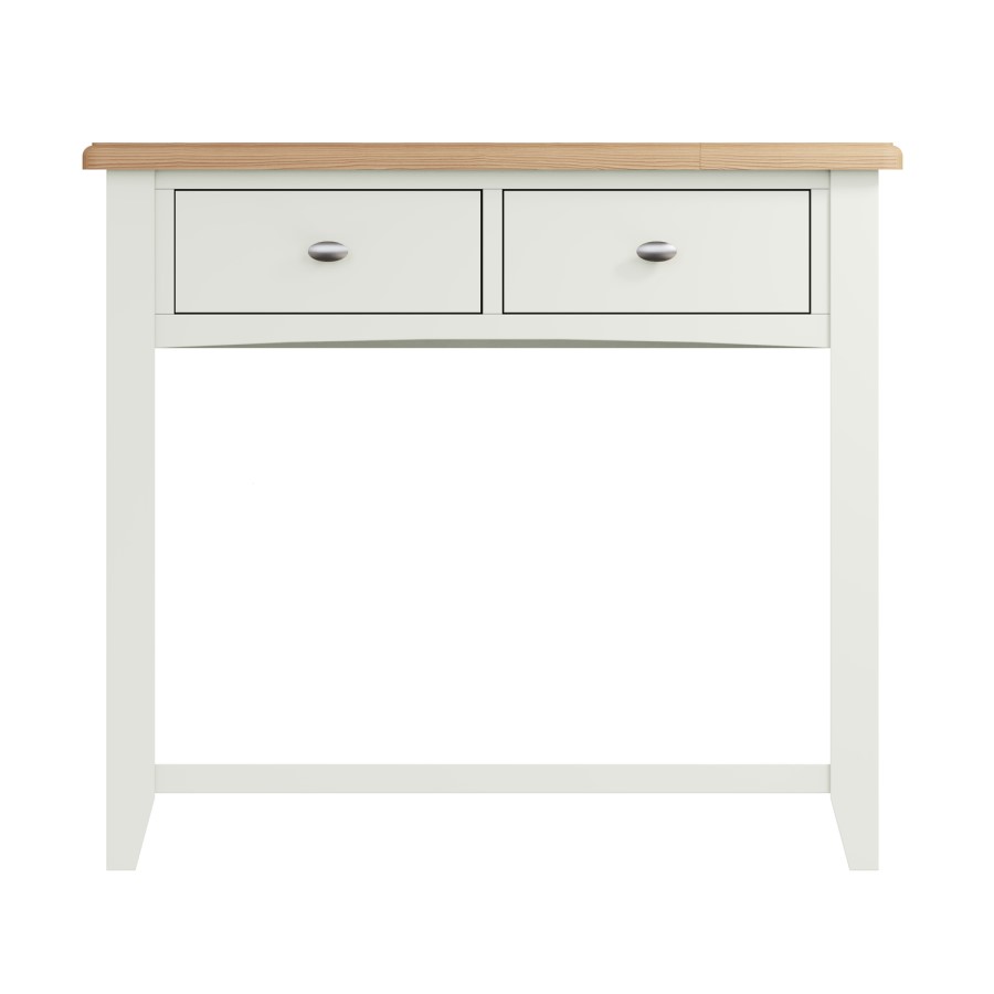 Bourton 2 Drawer Console Table in White and Light Oak