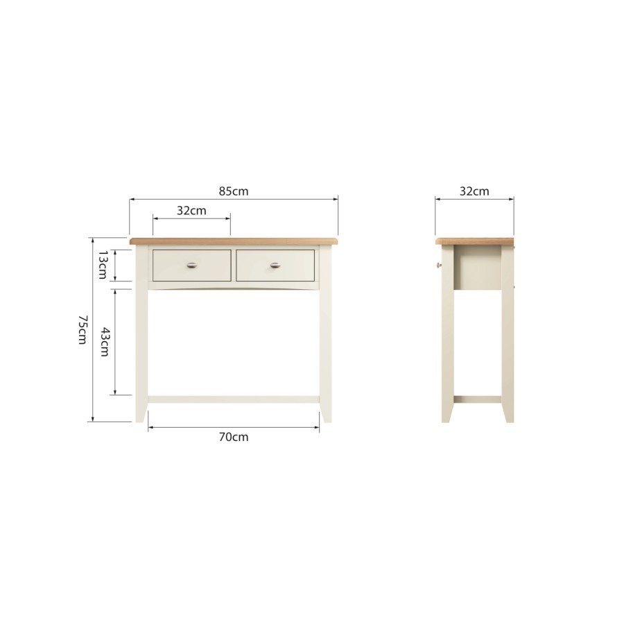 Bourton 2 Drawer Console Table in White and Light Oak