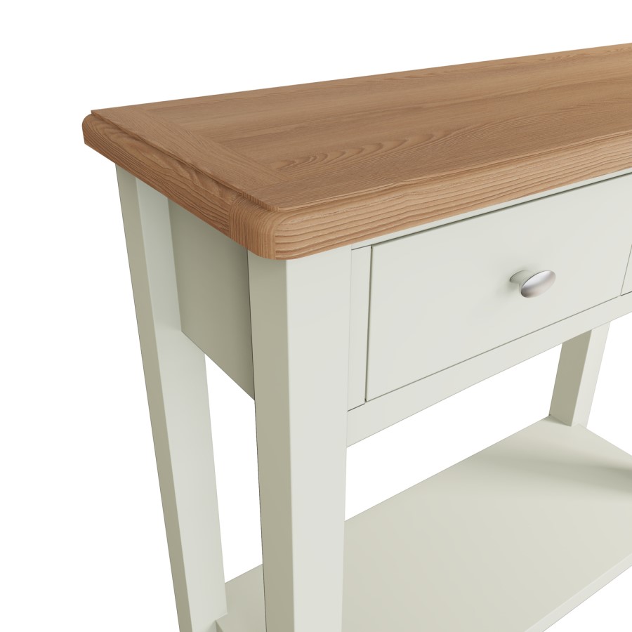 Bourton 2 Drawer Console Table in White and Light Oak