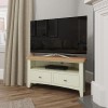 Bourton 2 Drawer Corner TV Unit in White and Light Oak
