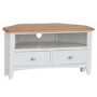 Bourton 2 Drawer Corner TV Unit in White and Light Oak