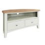 Bourton 2 Drawer Corner TV Unit in White and Light Oak