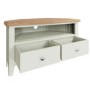 Bourton 2 Drawer Corner TV Unit in White and Light Oak